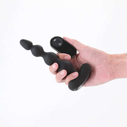 Renegade Reign - Black - Black 17.9 cm USB Rechargeable Vibrating Anal Beads with Wireless Remote NS Novelties