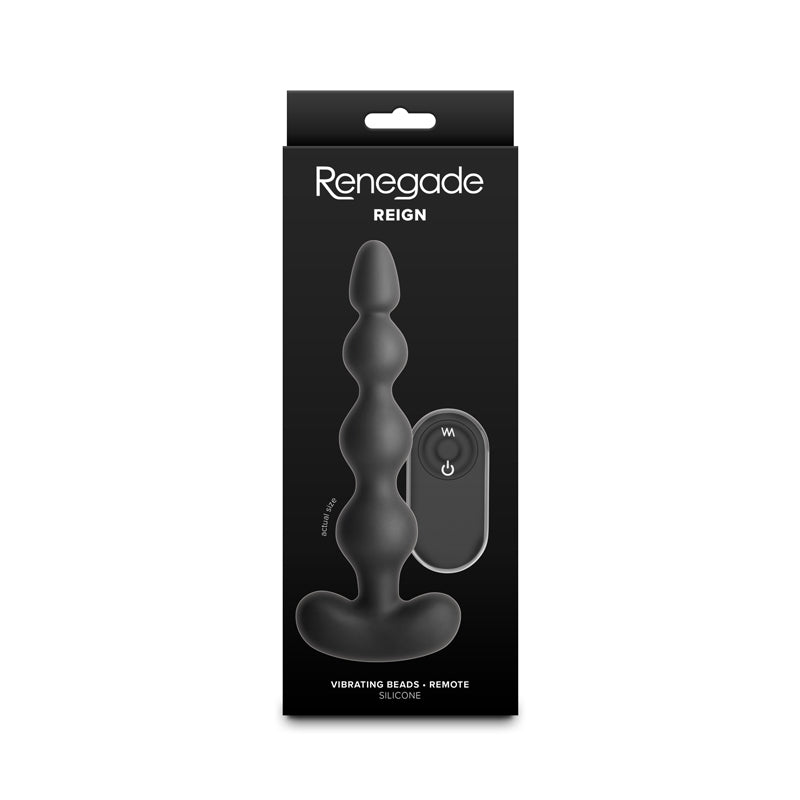 Renegade Reign - Black - Black 17.9 cm USB Rechargeable Vibrating Anal Beads with Wireless Remote NS Novelties