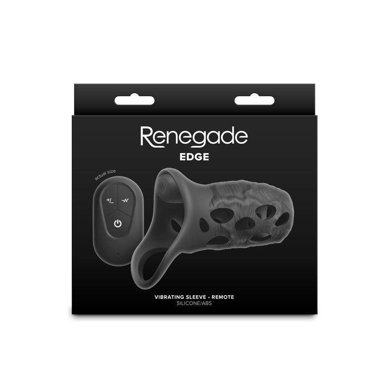 Renegade Edge - Black - Black USB Rechargeable Vibrating Penis Sleeve with Wireless Remote NS Novelties