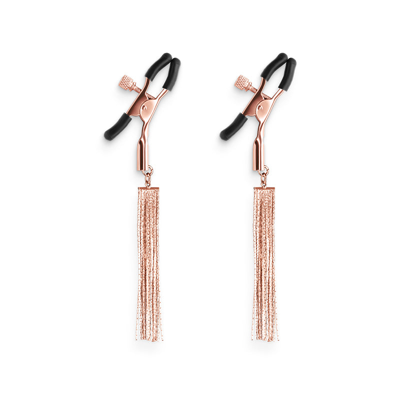 Bound D2 Adjustable Tassel Rose Gold Nipple Clamps - Club X