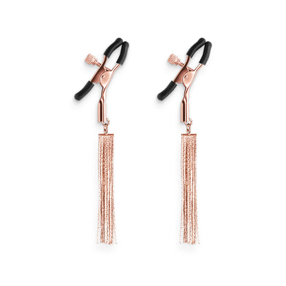 Bound D2 Adjustable Tassel Rose Gold Nipple Clamps - Club X