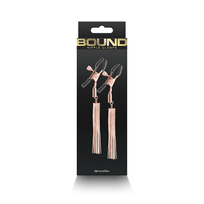 Bound D2 Adjustable Tassel Rose Gold Nipple Clamps - Club X