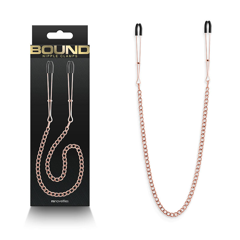 Bound Nipple Clamps - DC3 - Rose Gold - Rose Gold Nipple Clamps with Chain NS Novelties
