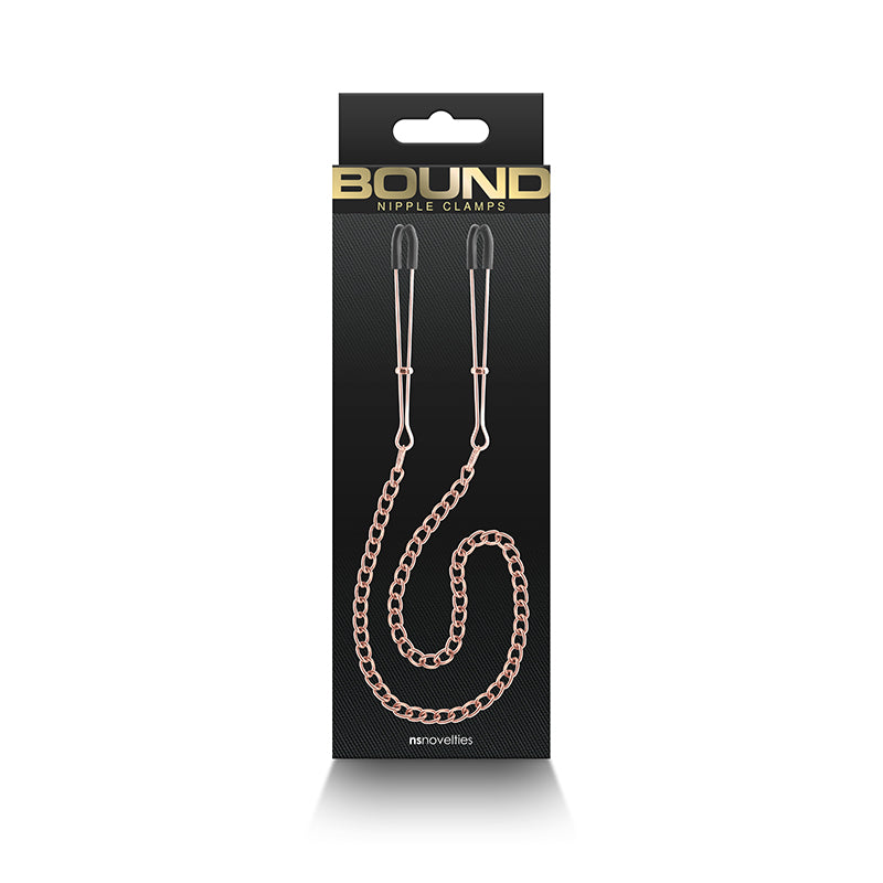 Bound Nipple Clamps - DC3 - Rose Gold - Rose Gold Nipple Clamps with Chain NS Novelties