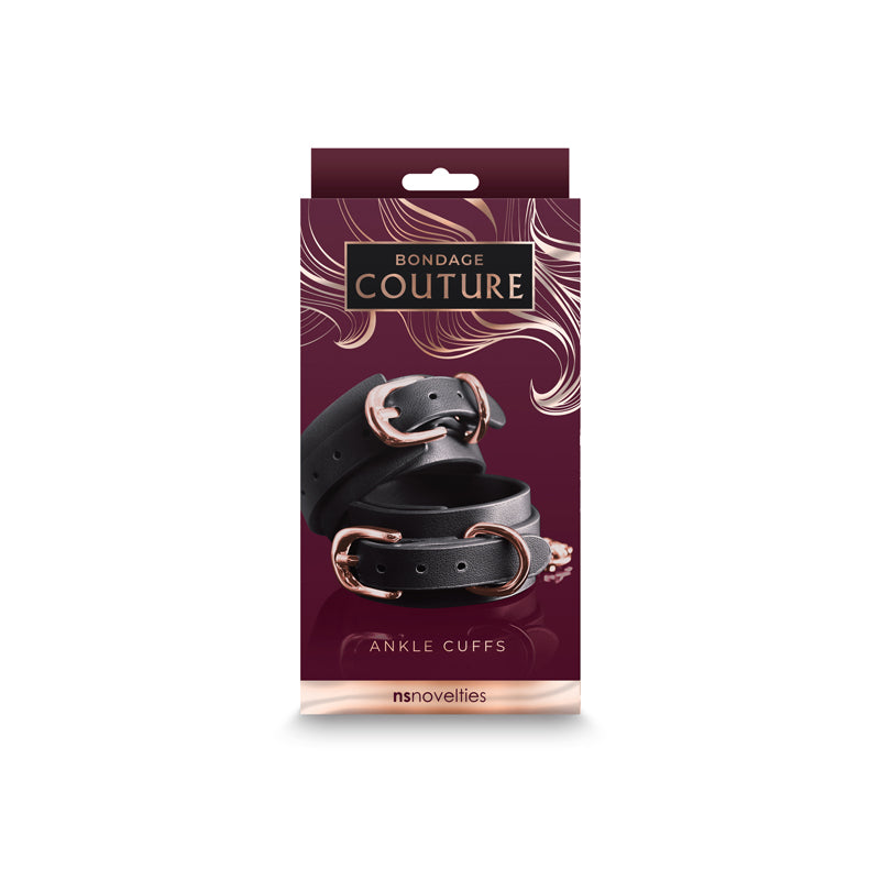 Bondage Couture Ankle Cuffs - Black - Black Restraints NS Novelties