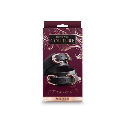 Bondage Couture Ankle Cuffs - Black - Black Restraints NS Novelties