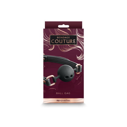 Bondage Couture Ball Gag  - Black - Black Mouth Restraint NS Novelties