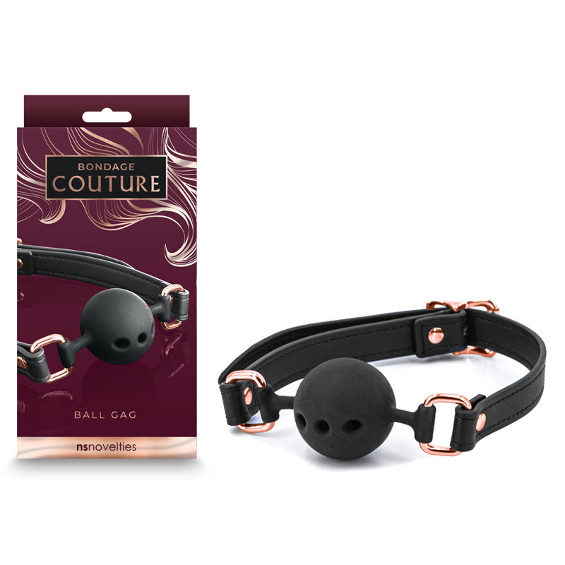 Bondage Couture Ball Gag  - Black - Black Mouth Restraint NS Novelties