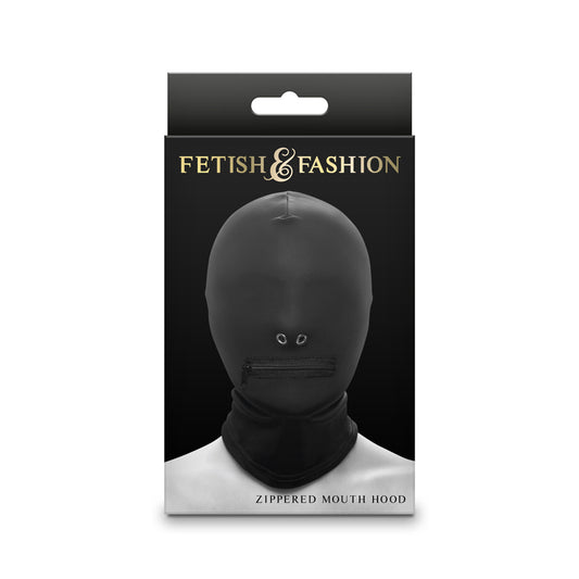 Fetish & Fantasy - Zippered Mouth Hood - Black - Black Hood Black - Club X