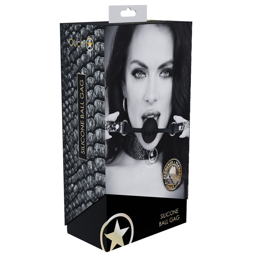 OUCH! Florence Collection - Silicone Ball Gag - Black Breathable Mouth Restraint Shots Toys