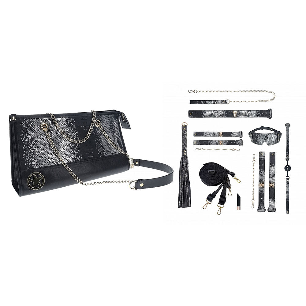OUCH! Florence Collection - Kit with Bag - Black Bondage Set with Bag - 8 Piece Kit Shots Toys