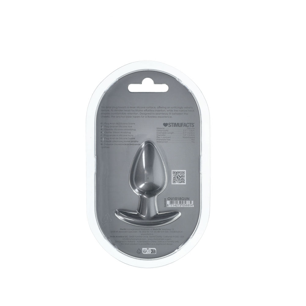 OUCH! Anal Plug - Medium - Gun Metal - Gun Metal Grey 7.9 cm Medium Butt Plug Shots Toys