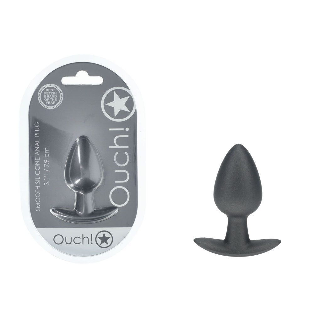 OUCH! Anal Plug - Medium - Gun Metal - Gun Metal Grey 7.9 cm Medium Butt Plug Shots Toys