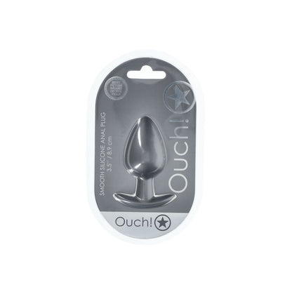 OUCH! Anal Plug - Large - Gun Metal - Gun Metal Grey 8.9 cm Large Butt Plug Shots Toys