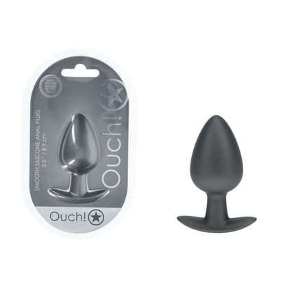 OUCH! Anal Plug - Large - Gun Metal - Gun Metal Grey 8.9 cm Large Butt Plug Shots Toys
