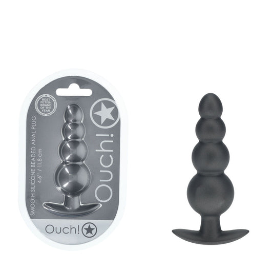 OUCH! Beaded Anal Plug - Gun Metal - Gun Metal Grey 11.7 cm Butt Plug Grey¬† - Club X