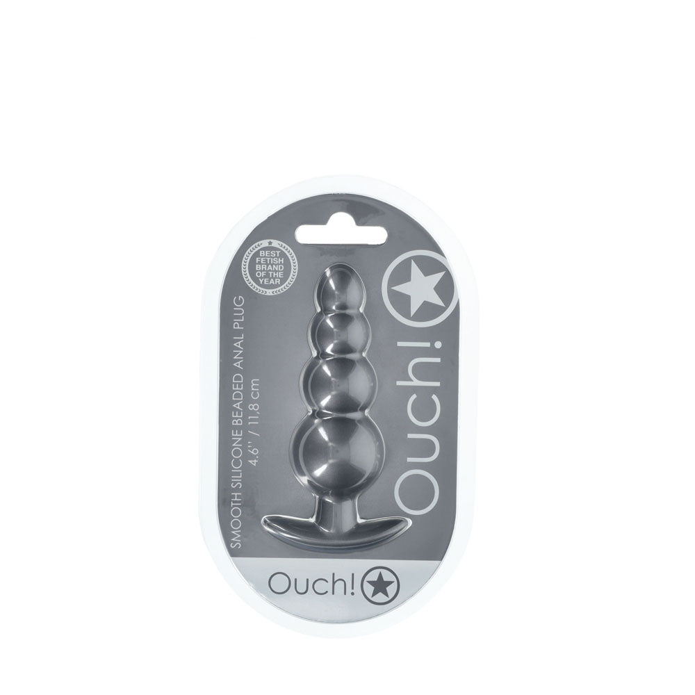 OUCH! Beaded Anal Plug - Gun Metal - Gun Metal Grey 11.7 cm Butt Plug Club X Australia