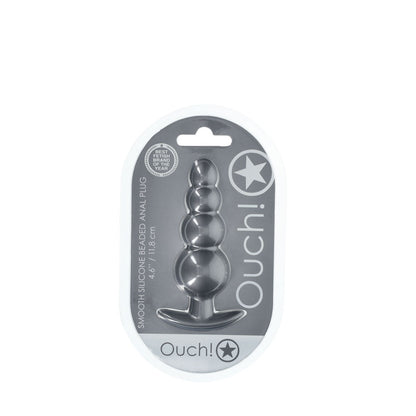 OUCH! Beaded Anal Plug - Gun Metal - Gun Metal Grey 11.7 cm Butt Plug Club X Australia
