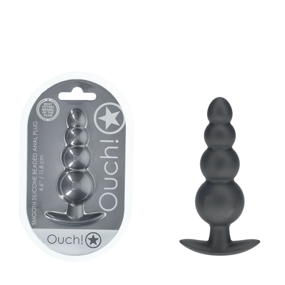 OUCH! Beaded Anal Plug - Gun Metal - Gun Metal Grey 11.7 cm Butt Plug Club X Australia