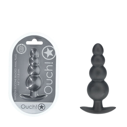 OUCH! Beaded Anal Plug - Gun Metal - Gun Metal Grey 11.7 cm Butt Plug Club X Australia