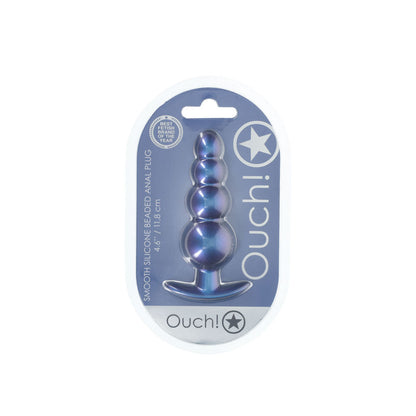 OUCH! Beaded Anal Plug - Metallic Blue - Metallic Blue 11.7 cm Butt Plug Shots Toys