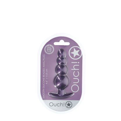 OUCH! Beaded Anal Plug - Metallic Purple - Metallic Purple 11.7 cm Butt Plug Shots Toys