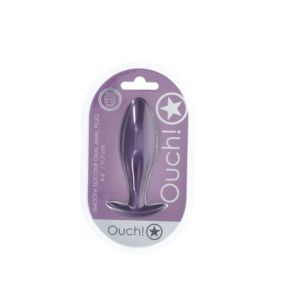 OUCH! Oval Anal Plug - Metallic Purple - Metallic Purple 11.7 cm Butt Plug Shots Toys