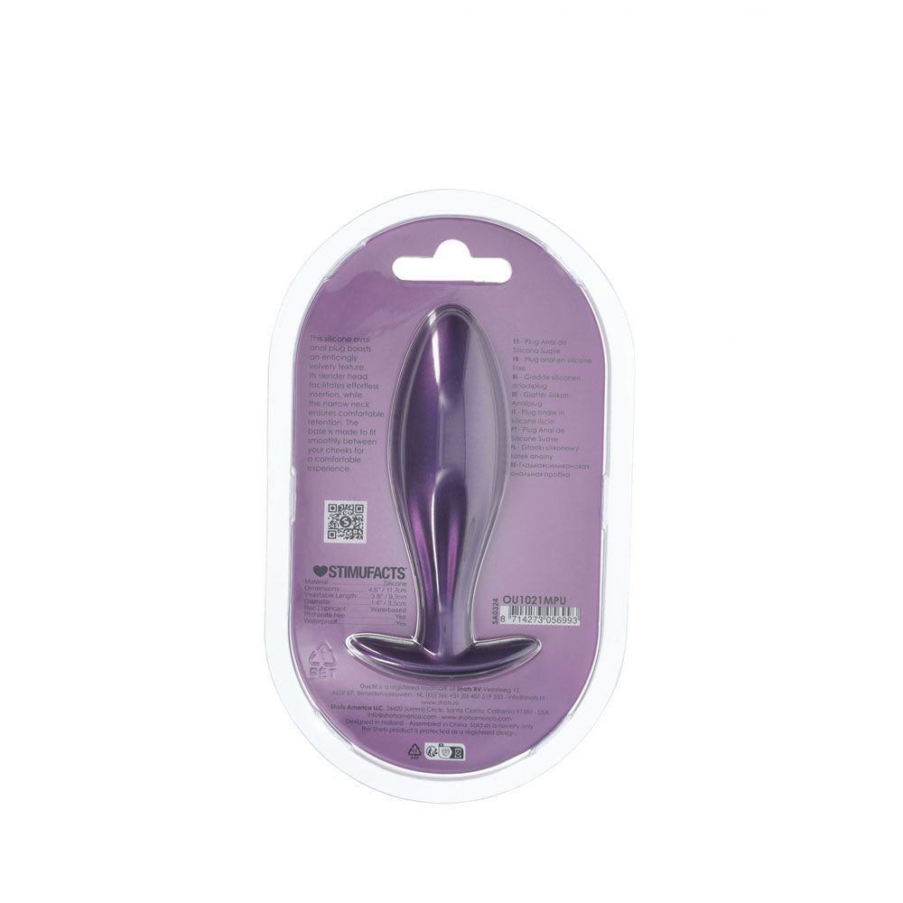 OUCH! Oval Anal Plug - Metallic Purple - Metallic Purple 11.7 cm Butt Plug Shots Toys
