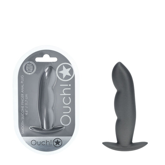 OUCH! Finger Anal Plug - Gun Metal - Gun Metal Grey 11.7 cm Butt Plug Grey - Club X