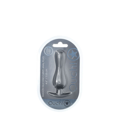 OUCH! Curvy Anal Plug - Gun Metal - Gun Metal Grey 11.7 cm Butt Plug Shots Toys