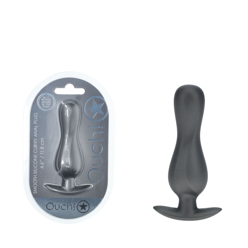 OUCH! Curvy Anal Plug - Gun Metal - Gun Metal Grey 11.7 cm Butt Plug Shots Toys