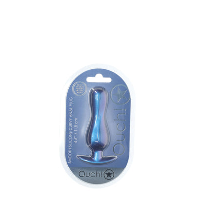 OUCH! Curvy Anal Plug - Metallic Blue - Metallic Blue 11.7 cm Butt Plug Shots Toys