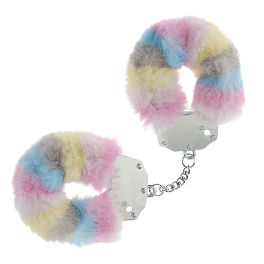 OUCH! Heavy-Duty Fluffy Cuffs - Multicolour 2 - Multicoloured Fluffy Restraints Shots Toys