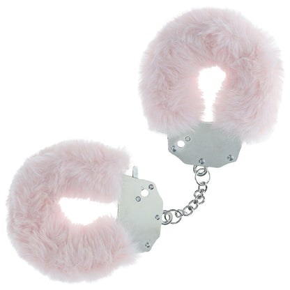 OUCH! Heavy-Duty Fluffy Cuffs - Powder Pink - Powder Pink Fluffy Restraints Shots Toys