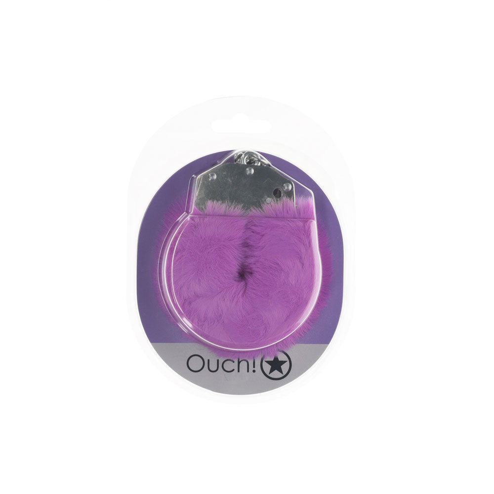 OUCH! Heavy-Duty Fluffy Cuffs - Purple - Purple Fluffy Restraints Shots Toys