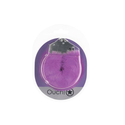 OUCH! Heavy-Duty Fluffy Cuffs - Purple - Purple Fluffy Restraints Shots Toys