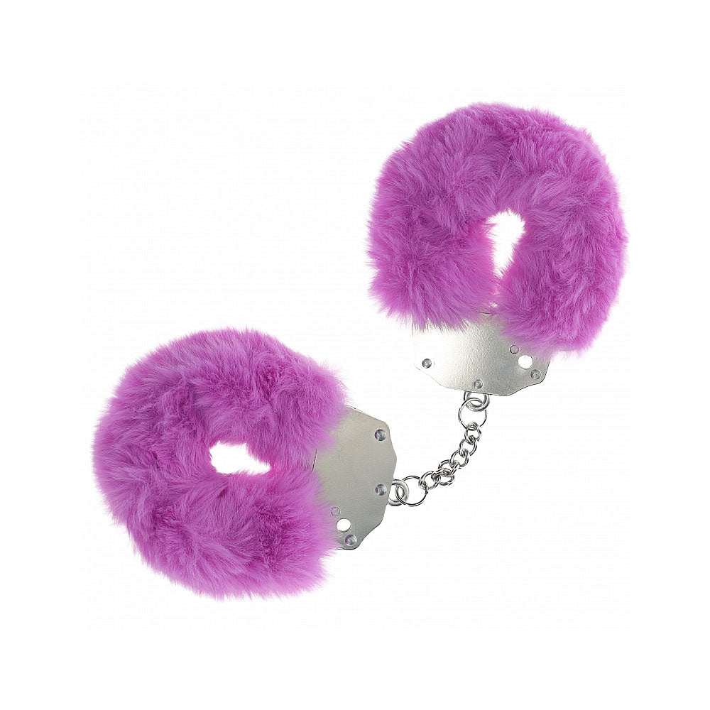 OUCH! Heavy-Duty Fluffy Cuffs - Purple - Purple Fluffy Restraints Shots Toys