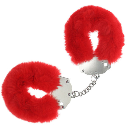 OUCH! Heavy-Duty Fluffy Cuffs - Red - Red Fluffy Restraints Shots Toys