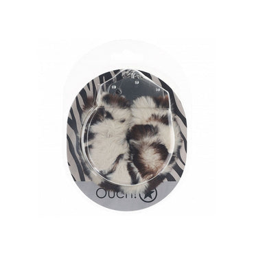 OUCH! Heavy-Duty Fluffy Cuffs - Snow Leopard - Snow Leopard Fluffy Restraints Shots Toys