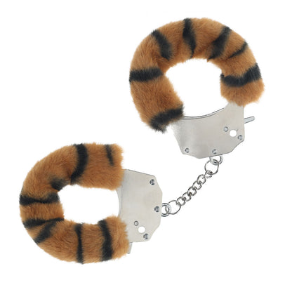 OUCH! Heavy-Duty Fluffy Cuffs - Tiger - Tiger Fluffy Restraints Shots Toys