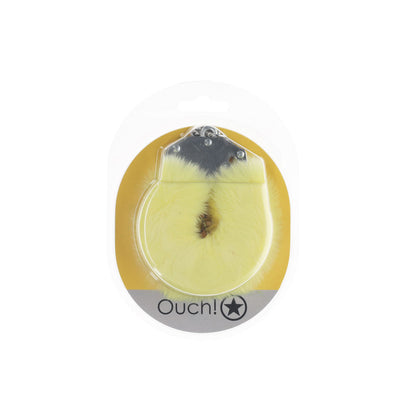 OUCH! Heavy-Duty Fluffy Cuffs - Yellow - Yellow Fluffy Restraints Shots Toys