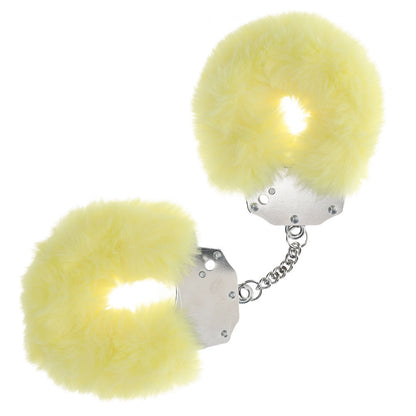 OUCH! Heavy-Duty Fluffy Cuffs - Yellow - Yellow Fluffy Restraints Shots Toys