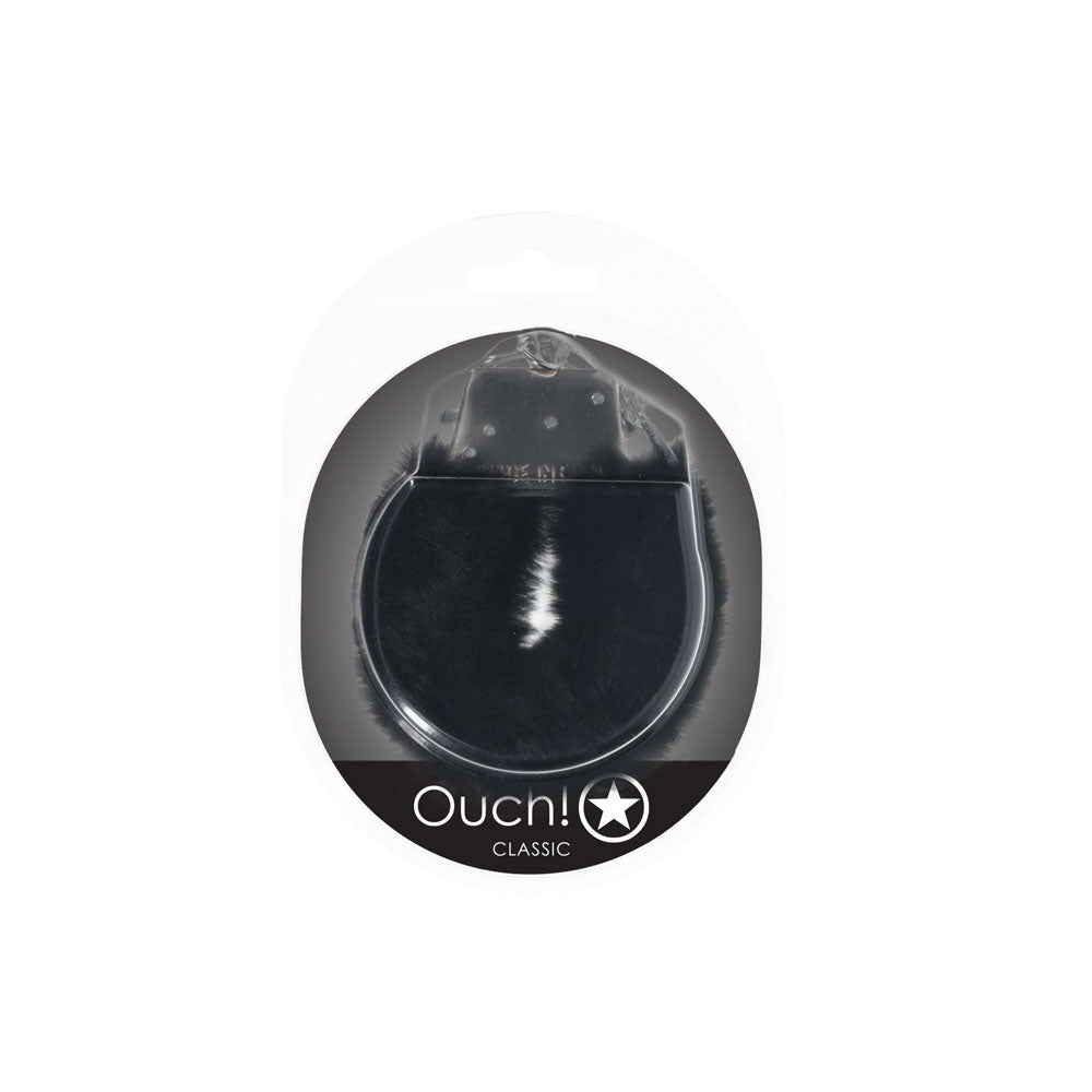 OUCH! Classic Fluffy Cuffs - Black - Black Fluffy Restraints Shots Toys