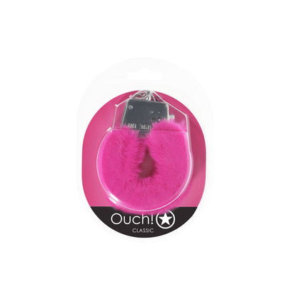 OUCH! Classic Fluffy Cuffs - Pink - Pink Fluffy Restraints Shots Toys