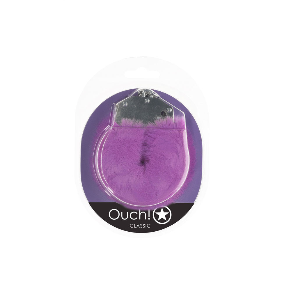 OUCH! Classic Fluffy Cuffs - Purple - Purple Fluffy Restraints Shots Toys