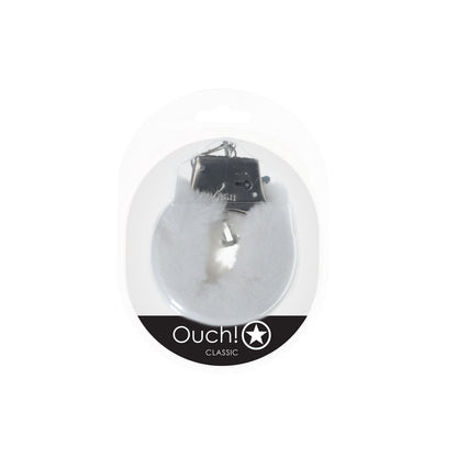 OUCH! Classic Fluffy Cuffs - White - White Fluffy Restraints Shots Toys
