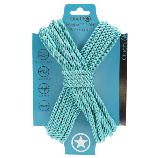 OUCH! Bondage Rope - 10 M - Blue - Blue Nylon Bondage Rope - 10 metre Length Shots Toys