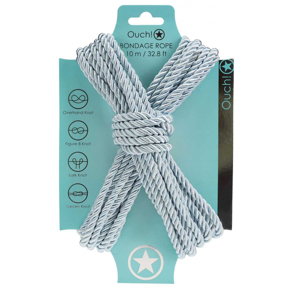 OUCH! Bondage Rope - 10 M - Powder Blue - Powder Blue Nylon Bondage Rope - 10 metre Length Shots Toys