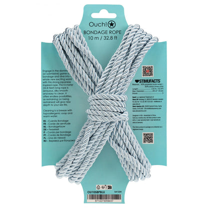 OUCH! Bondage Rope - 10 M - Powder Blue - Powder Blue Nylon Bondage Rope - 10 metre Length Shots Toys