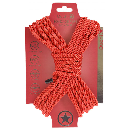 OUCH! Bondage Rope - 10 M - Red - Red Nylon Bondage Rope - 10 metre Length